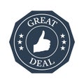 Great deal flat badge on white background. Royalty Free Stock Photo