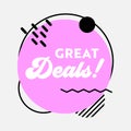 Great Deal Sale Banner in Funky Style with Typography for Digital Social Media Marketing Advertising. Hot Sale Shopping