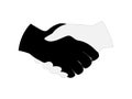 Great design of handshake of black and white hands Royalty Free Stock Photo
