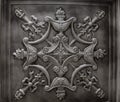 Great detailed closeup view of dark silver, metallic, interior ceiling decoration tiles Royalty Free Stock Photo