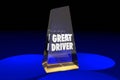 Great Driver Driving Safety Award Words