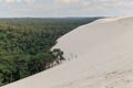 The Great Dune of Pyla also called Grande Dune du Pilat, the tallest sand dune in Europe invading the pine forest. Arcachon Bay, Royalty Free Stock Photo