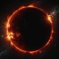 the great edge of the Sun, the explosive solar corona. the vastness of space, deep black space,