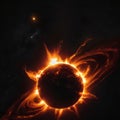 the great edge of the Sun, the explosive solar corona. the vastness of space, deep black space,