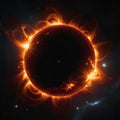 the great edge of the Sun, the explosive solar corona. the vastness of space, deep black space, Royalty Free Stock Photo