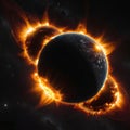 the great edge of the Sun, the explosive solar corona. the vastness of space, deep black space, Royalty Free Stock Photo