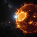 the great edge of the Sun, the explosive solar corona. the vastness of space, deep black space, Royalty Free Stock Photo
