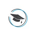 great education logo design a book and graduation cap vector illustration Royalty Free Stock Photo