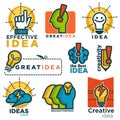 Great effective creative idea promotional colorful logotypes set
