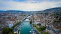 Great establishing shot of the city of Zurich in Switzerland