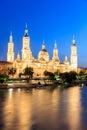 Great evening view of the Pilar Cathedral in Zaragoza Royalty Free Stock Photo