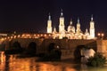 Great evening view of the Pilar Cathedral in Zaragoza Royalty Free Stock Photo