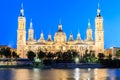 Great evening view of the Pilar Cathedral in Zaragoza