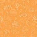 Vector orange monochrome texture effect carnival seamless pattern background.