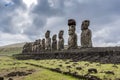 The great and famous fifteen moais of ahu tongariki Royalty Free Stock Photo