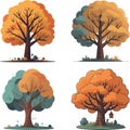 Great fantasy magic tree vector art set