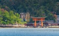 Great floating gate O-Torii on Miyajima island near Itsukushima shrine Royalty Free Stock Photo