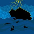 The great flood. Silhouette, hand drawn Royalty Free Stock Photo