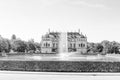 Great Garden Palace Dresden in black and white Royalty Free Stock Photo