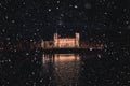 Great Gatchina Palace at night in the snow. Russia. Royalty Free Stock Photo