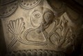 Great Givendale, Yorkshire, UK, 25th March 2019, Stone carving inside Great Givendale Church on the Chalkland Way Royalty Free Stock Photo