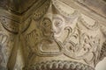 Great Givendale, Yorkshire, UK, 25th March 2019, Stone carving inside Great Givendale Church on the Chalkland Way Royalty Free Stock Photo