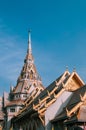 Grand architecture of Wat Sothon Wararam Worawihan, Chachoengsao, Thailand