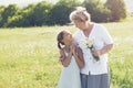 Great-grandmother and granddaughter