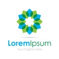 Great green and blue leaf circle simple business icon logo