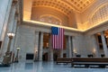 The Great Hall Empty at Chicago Union Station with an American Flag Royalty Free Stock Photo