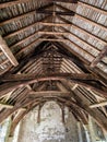 The Great Hall Roof Timbers at Stokesay Castle, Shropshire, England. Royalty Free Stock Photo