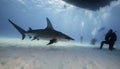 Great hammerhead shark underwater.