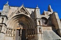 Facade of the historic church in Morella, Castellon - Spain