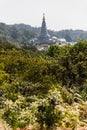 The Great Holy Relics Pagoda Nabhapolbhumisiri that viewd from Kew Mae Pan Mountain Ridge in Chiang Mai, Thailand