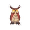 Great Horned Owl Bird Character, Eurasian Eagle Owl Vector Illustration Royalty Free Stock Photo