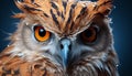 Great horned owl, close up portrait, staring with wisdom generated by AI Royalty Free Stock Photo