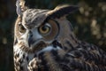 Great horned owl on Black Background.