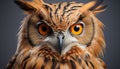 Great horned owl, majestic bird of prey, staring at camera generated by AI Royalty Free Stock Photo