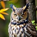 Great Horned Owl, overseeing his domain with a steely demeanor Royalty Free Stock Photo