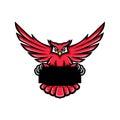 Great Horned Owl Spreading Wings Banner Mascot