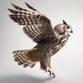 Great horned owl with wings spread Royalty Free Stock Photo