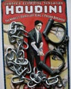 Great Houdini handcuff king poster with handcuffs and chains