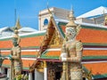 The great iconic giant, from Ramayana literature, act as guard protect entrance of The Temple of Emerald Buddha in Bangkok