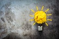 Great idea concept with crumpled yellow paper light bulb Royalty Free Stock Photo