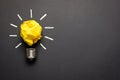 Great idea concept with crumpled yellow paper light bulb Royalty Free Stock Photo