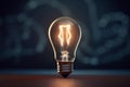 Great idea light bulb drawing on blackboard or chalkboard as bright innovation smart strategy concept Royalty Free Stock Photo