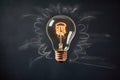 Great idea light bulb drawing on blackboard or chalkboard as bright innovation smart strategy concept Royalty Free Stock Photo