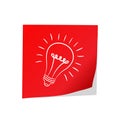 Great Idea - Red Post Paper & Electric Bulb on White, stock vector illustration