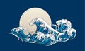 Great Japan wave ocean oriental style vector Royalty Free Stock Photo