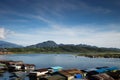 Great lagoon with a mountain